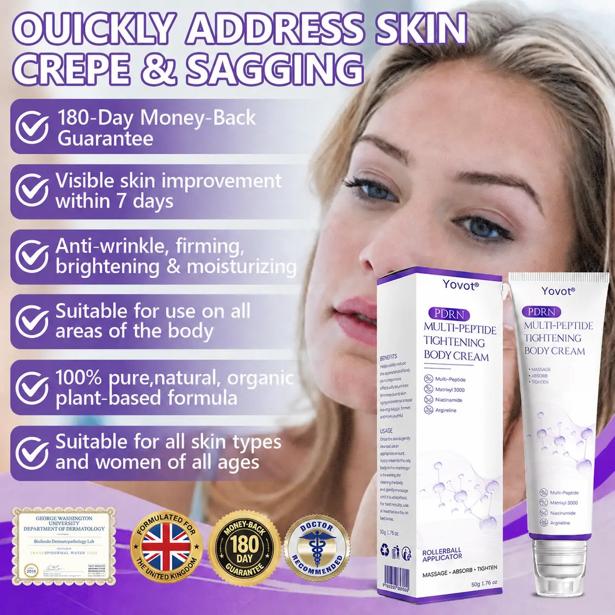 50% discount: Yovot® PDRN Multi-Peptide Massaging Body Roller Cream